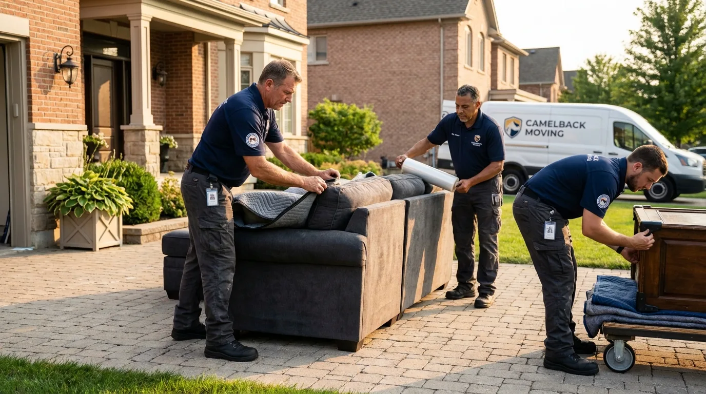 Large estate moving crew wrapping furniture in New Brockton, AL