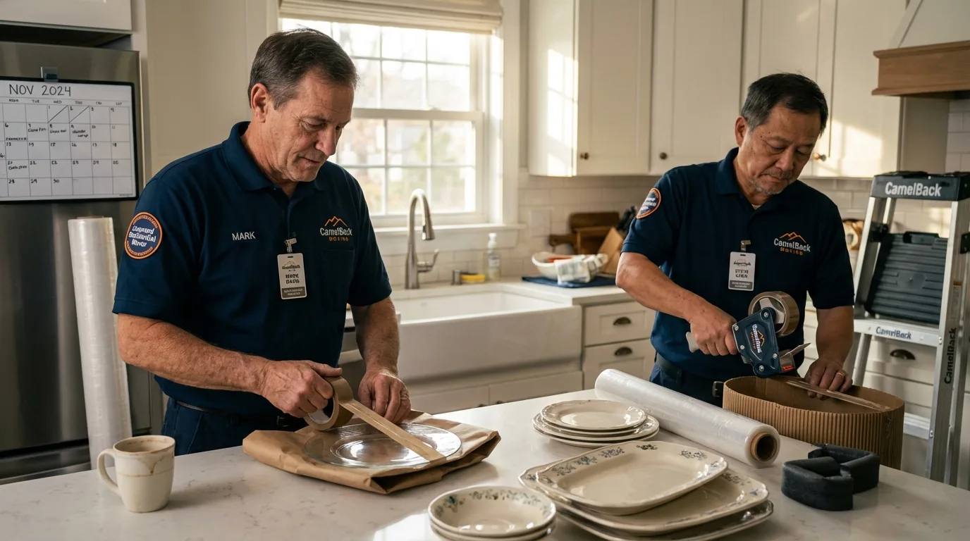 Professional crew packing kitchen dishware in New Brockton, AL